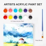 Colors Acrylic Paint Set 12 Colors With 1 Brush - Image 3