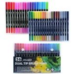 Dual Brush Felt Tip Pen 36 Colors - Image 2